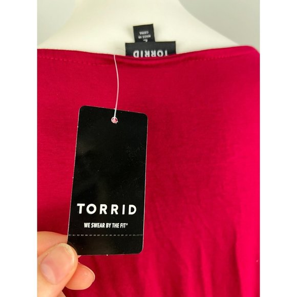 Torrid Red Jersey Cold Shoulder Stretch Dress 2X - Picture 5 of 7